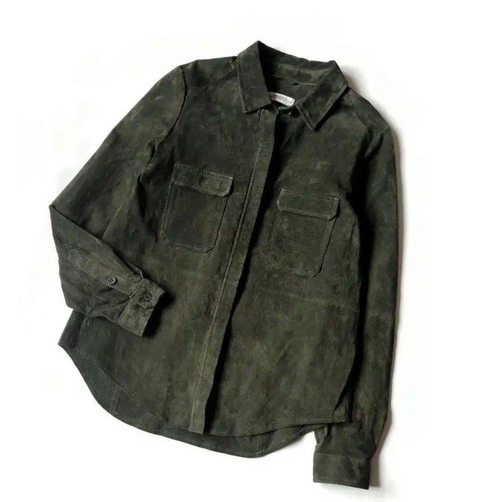 Zara Suede Olive Shirt Jacket XL